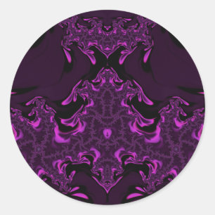 Sticker rond violet et chaud, fluoro rose~ classiq