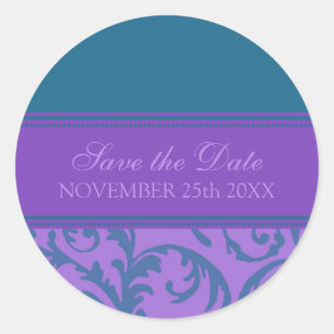 Sticker Rond Violet et Turquoise Enregistrer le sceau de l'enve