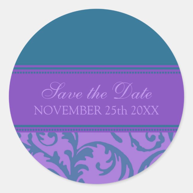 Sticker Rond Violet et Turquoise Enregistrer le sceau de l'enve (Devant)