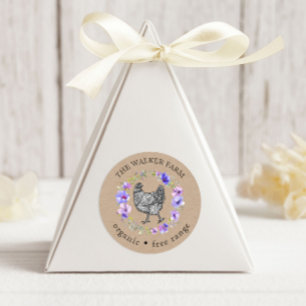 Sticker Rond Violet Garden Farm Oeufs frais