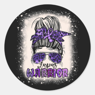 Sticker Rond Violet Lupus Sensibilisation Leopard Messy Bun Lup
