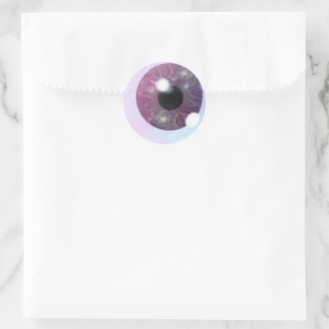 Sticker Rond violet Oeil drôle (Sac)