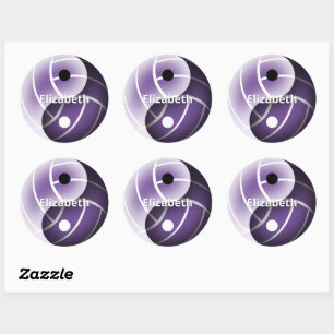 Sticker Rond violet ou n'importe quelle couleur yin yang filles