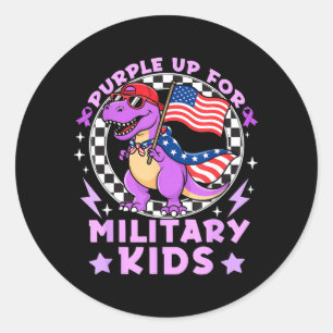 Sticker Rond Violet pour les enfants militaires Mois de l'enfan