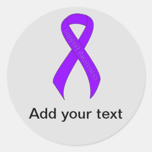 Sticker Rond Violet Ribbon Support Sensibilisation, lymphome Ho