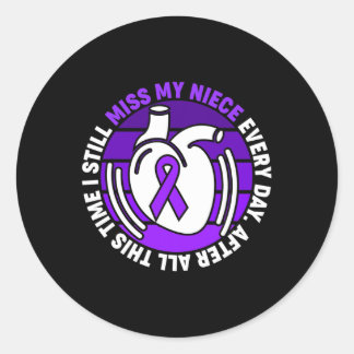 Sticker Rond Violet Ribbon Surdose Sensibilisation Miss Ma Nièc