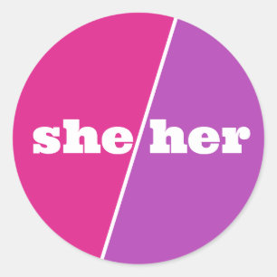 Sticker Rond Violet rose violet Pronoun