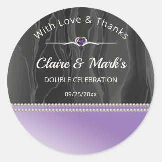 Sticker Rond Violet Royal Anniversaire de Naissance Soie Noire