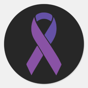 Sticker Rond Violet Ruban Alzheimer Sensibilisation Surviv