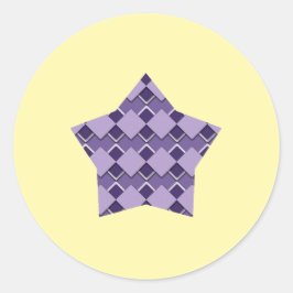 Sticker Rond Violet violet Carré et Diamant À damiers étoile