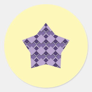 Sticker Rond Violet violet Carré et Diamant À damiers étoile