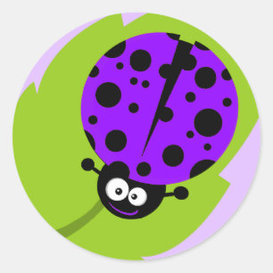 Sticker Rond Violet Violet Ladybug