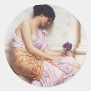 Sticker Rond Violets, Violets sucrés John William Godward