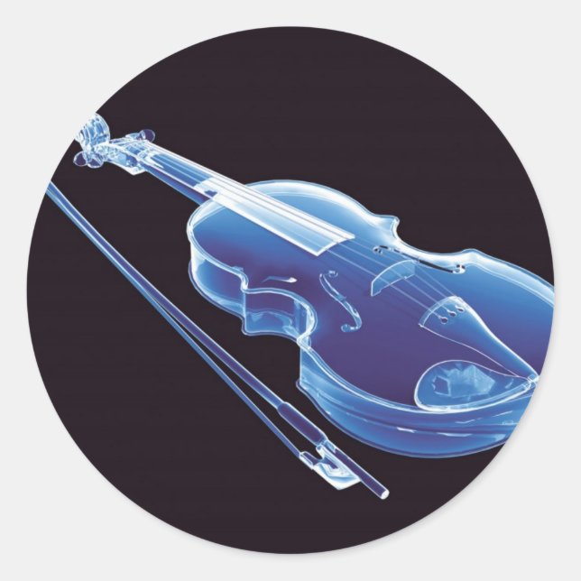 Sticker Rond Violon bleu néon (Devant)
