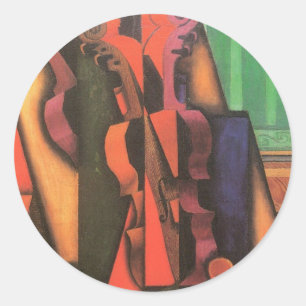 Sticker Rond Violon et guitare de Juan Gris, Cubisme Vintage Ar