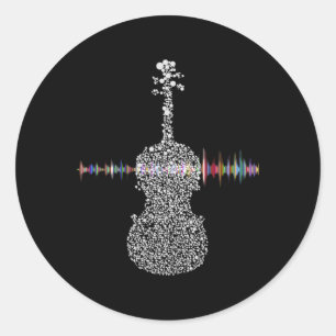 Sticker Rond Violon Viola Cello Bass Musique Sound Wave