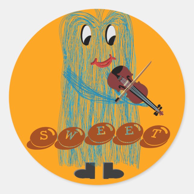 Sticker Rond Violon & Viola - Obtenez un sentiment chaud de fuz (Devant)