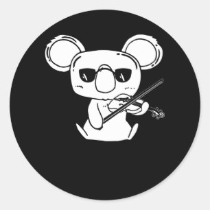 Sticker Rond Violon violoniste Koala avec violon