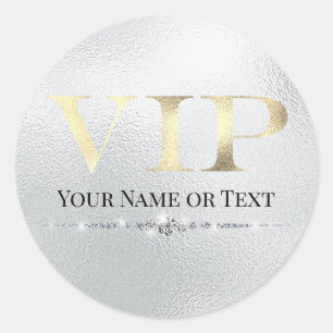 Sticker Rond VIP Or Doré Glamour sur Argent
