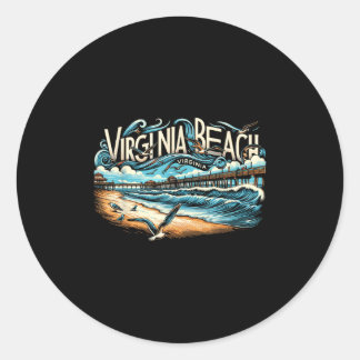 Sticker Rond Virginia Beach Virginia Travel Summer Family Vacat