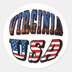 Sticker Rond Virginia Picture et USA Text