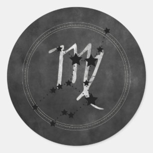 Sticker Rond Virgo black stars silver zodiac constellation