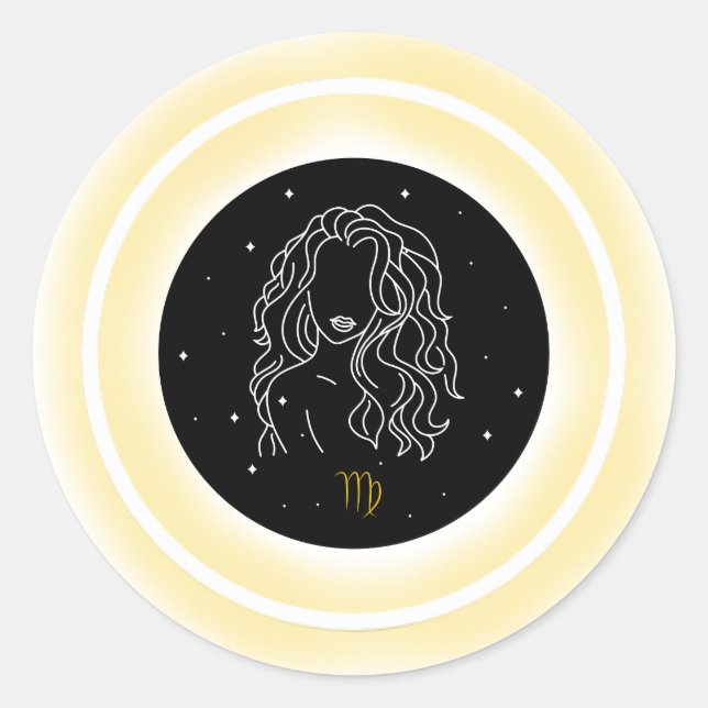 Sticker Rond Virgo Symbol – Minimal Astrology Emblem (Devant)