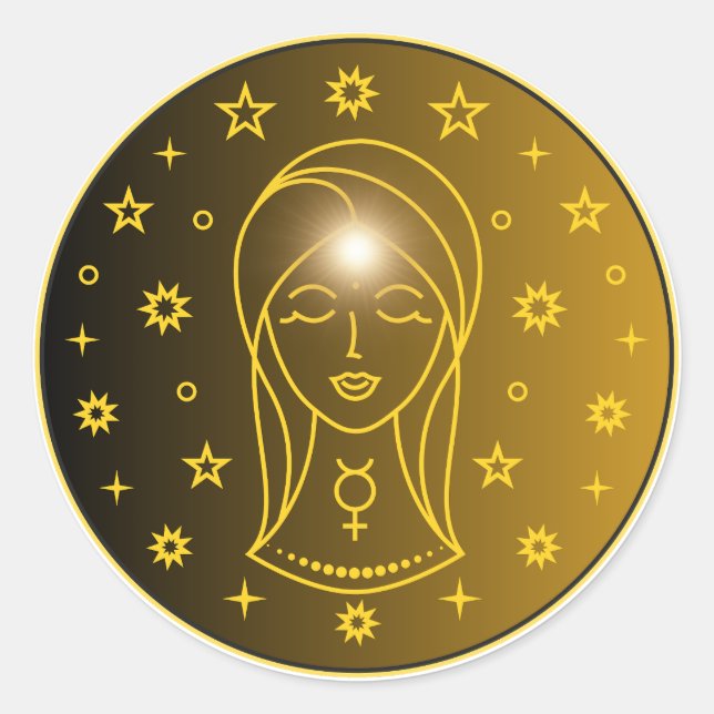 Sticker Rond Virgo Zodiac Emblem | Minimal Celestial Symbol (Devant)