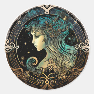 Sticker Rond Virgo Zodiac Graphic