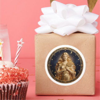 Sticker Rond Virgo Zodiac Maiden