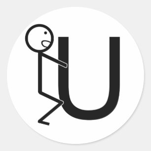 Sticker Rond Vis U Funny Figurines de bâton