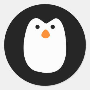 Sticker Rond visage adorable mignon de pingouin