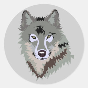 Sticker Rond Visage Animé de loup
