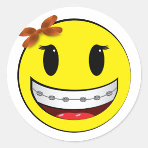 Sticker Rond visage avec accolades - fille