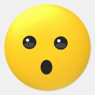 Sticker Rond Visage avec l'autocollant ouvert d'emoji de bouche
