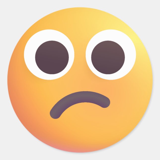 Sticker Rond Visage confus ombragé Emoji mignon adorable Jaune (Devant)