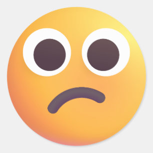 Sticker Rond Visage confus ombragé Emoji mignon adorable Jaune