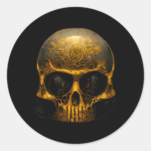 Sticker Rond Visage Crâne effrayant Pour Un Costume Halloween D
