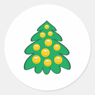 Sticker Rond Visage d'arbre de Noël