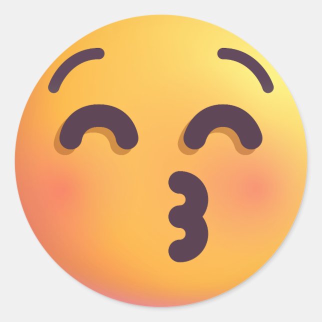 Sticker Rond Visage de baiser ombragé yeux fermés mignonne et d (Devant)