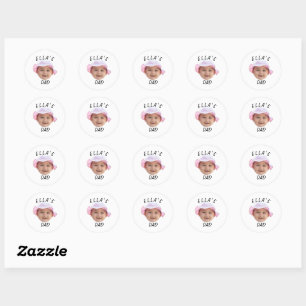 Sticker Rond Visage de bébé personnalisé Photo Nouveau Papa