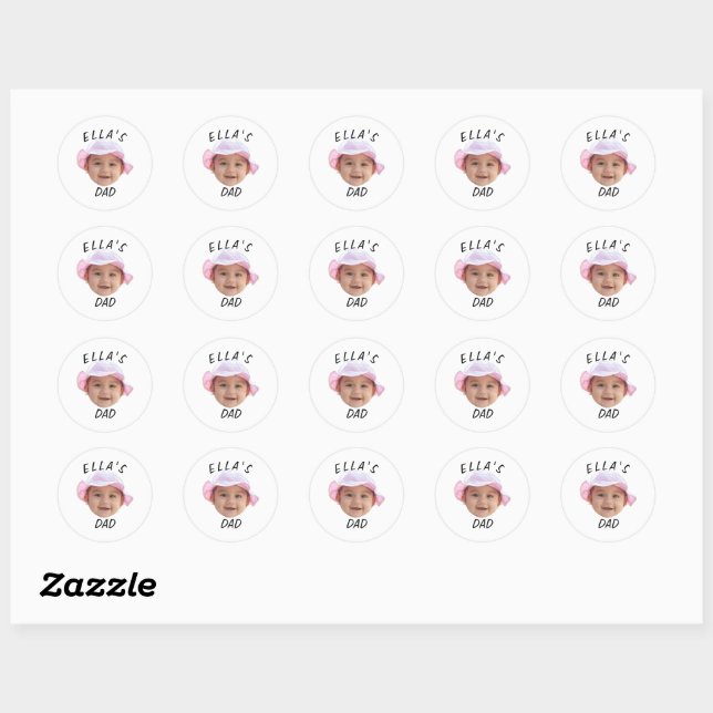 Sticker Rond Visage de bébé personnalisé Photo Nouveau Papa (Feuille)