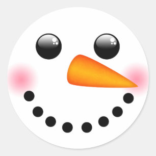 Sticker Rond Visage de bonhomme de neige