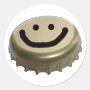 Sticker Rond Visage de casquette de bouteille à bière