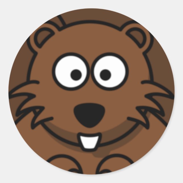 Sticker Rond Visage de castor de dessin (Devant)