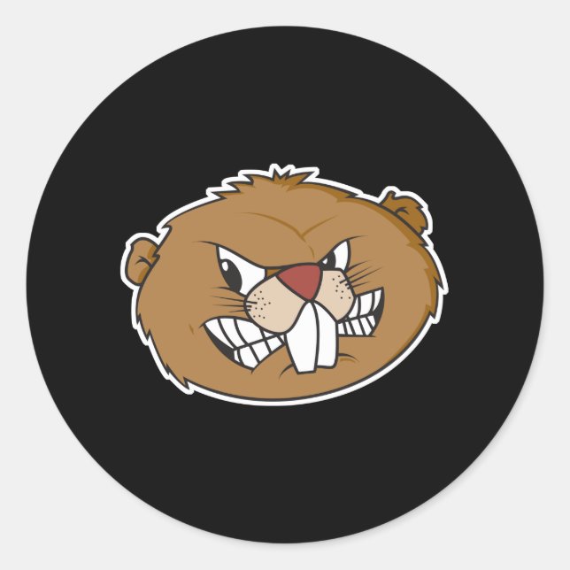 Sticker Rond visage de castor en colère (Devant)