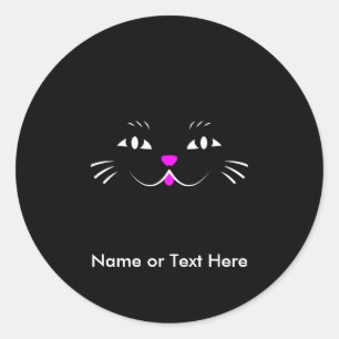 Sticker Rond Visage de chat en caricature