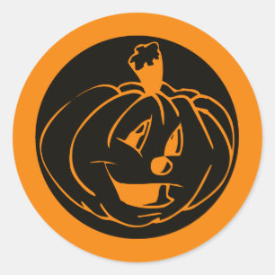 Sticker Rond Visage de citrouille