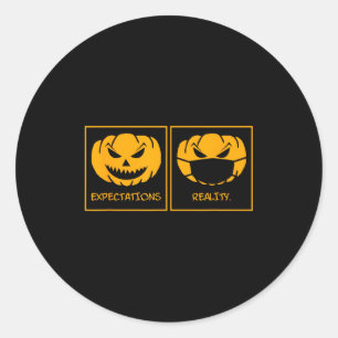 Sticker Rond Visage de citrouille de lanterne jack o expectatio