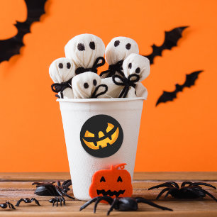 Sticker Rond Visage de citrouille effrayant